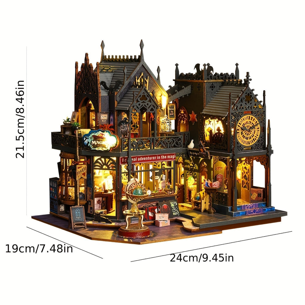 Maison de livres envoûtante – Puzzle en bois 3D avec éclairage magique