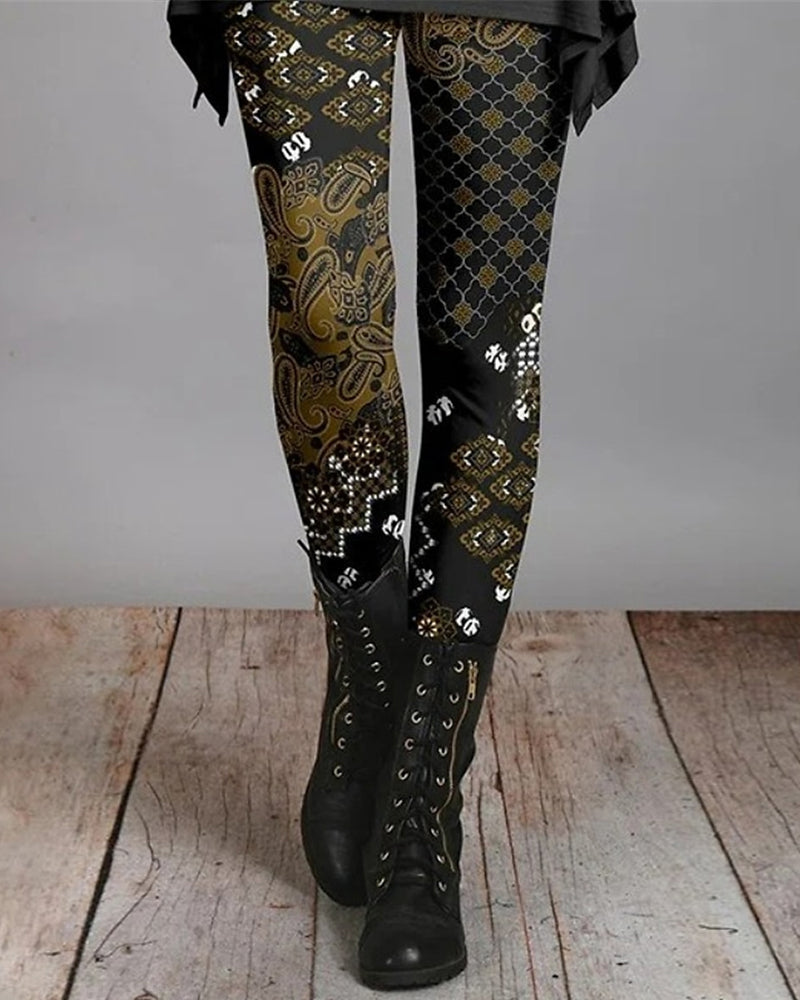 Leggings Bohème Rétro avec Imprimés Ethniques – Ziva