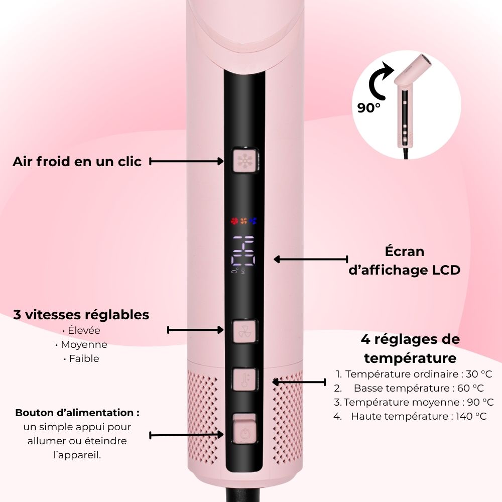 Celesta Sèche-cheveux AirStyler 2.0 - 9 en 1 Rose