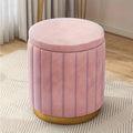 Ottoman de rangement Nordic Chic – Pouf rond élégant avec rangement et finition miroir