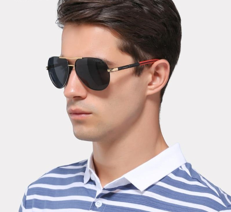 Lunettes de soleil polarisantes vintage en aluminium pour hommes