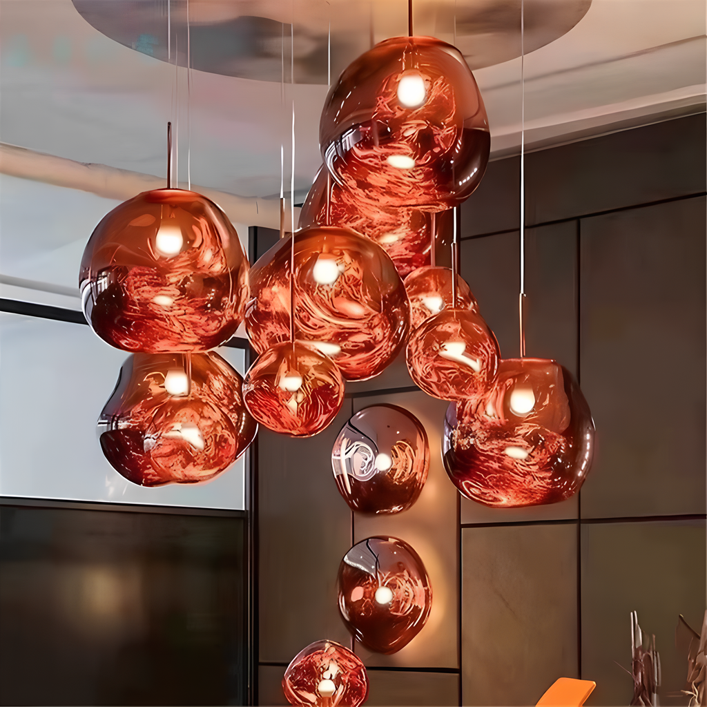 Kroonluchter met Gloeilampen |  Opvallend lava-ontwerp met warme LED-verlichting voor comfortabele, elegante decoratie.