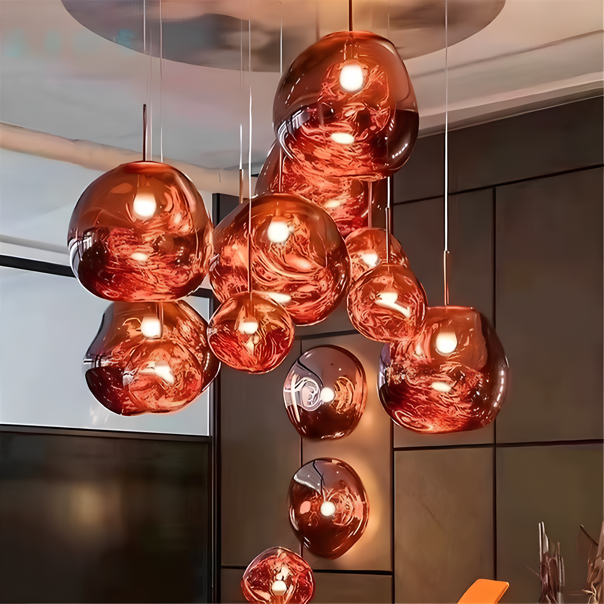 Kroonluchter met Gloeilampen |  Opvallend lava-ontwerp met warme LED-verlichting voor comfortabele, elegante decoratie.
