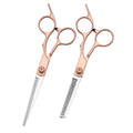 Duo de Ciseaux Coiffure Rose Gold – Coupe Précise & Démêlage Fin, Acier Japonais Premium