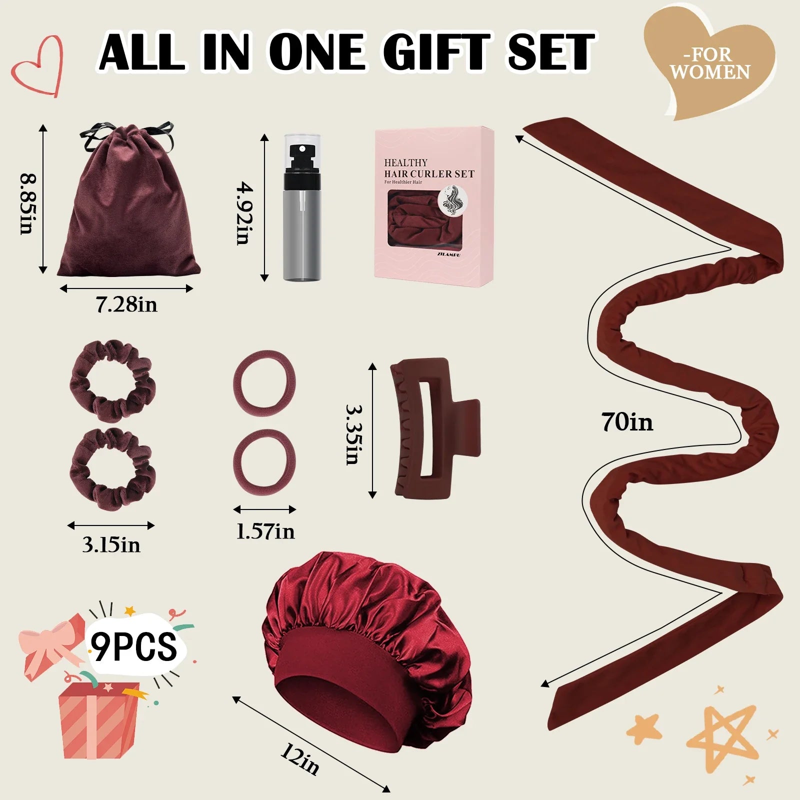 Bandeau Boucleur Sans Chaleur – Kit 9 Pièces pour Boucles Douces et Naturelles