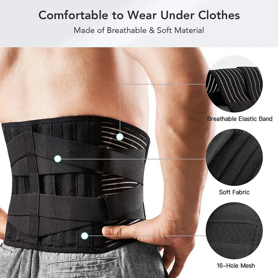Ceinture de soutien dorsal OrthoFlexa | Soutien lombaire 360° avec Aluminium à mémoire et ressorts en acier | Respirant & Invisible sous les vêtements