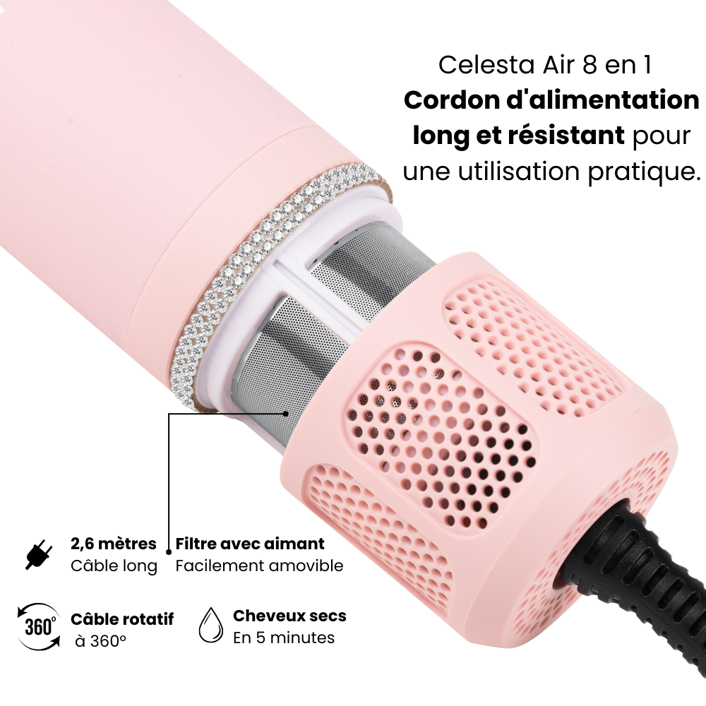Celesta Sèche-cheveux AirStyler - 8 en 1 Rose